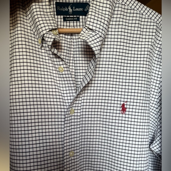 Ralph Lauren Classic Fit 100% Cotton Men's Red & Blue Checkered Shirt 15.5 34/35 - Picture 13 of 16